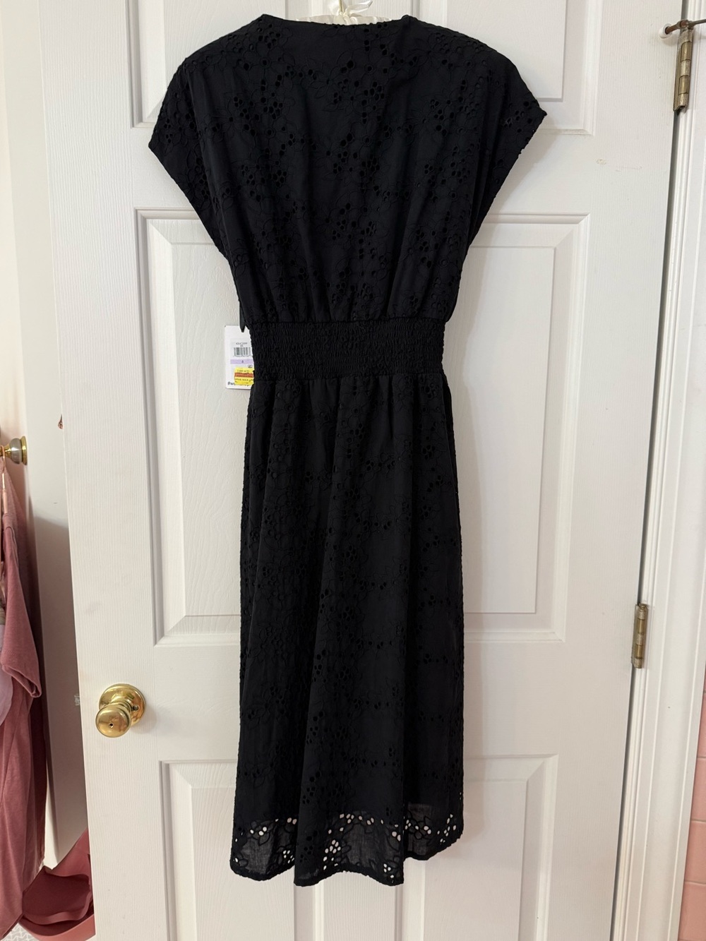🖤kensie Black Eyelet Midi Wrap Dress with Waist Tie NWT - Picture 7 of 12